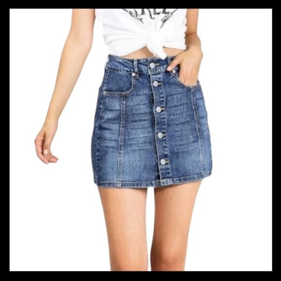 American Eagle Aerie Blue Denim Button Up Skirt NEW WITH TAGS - Picture 1 of 5